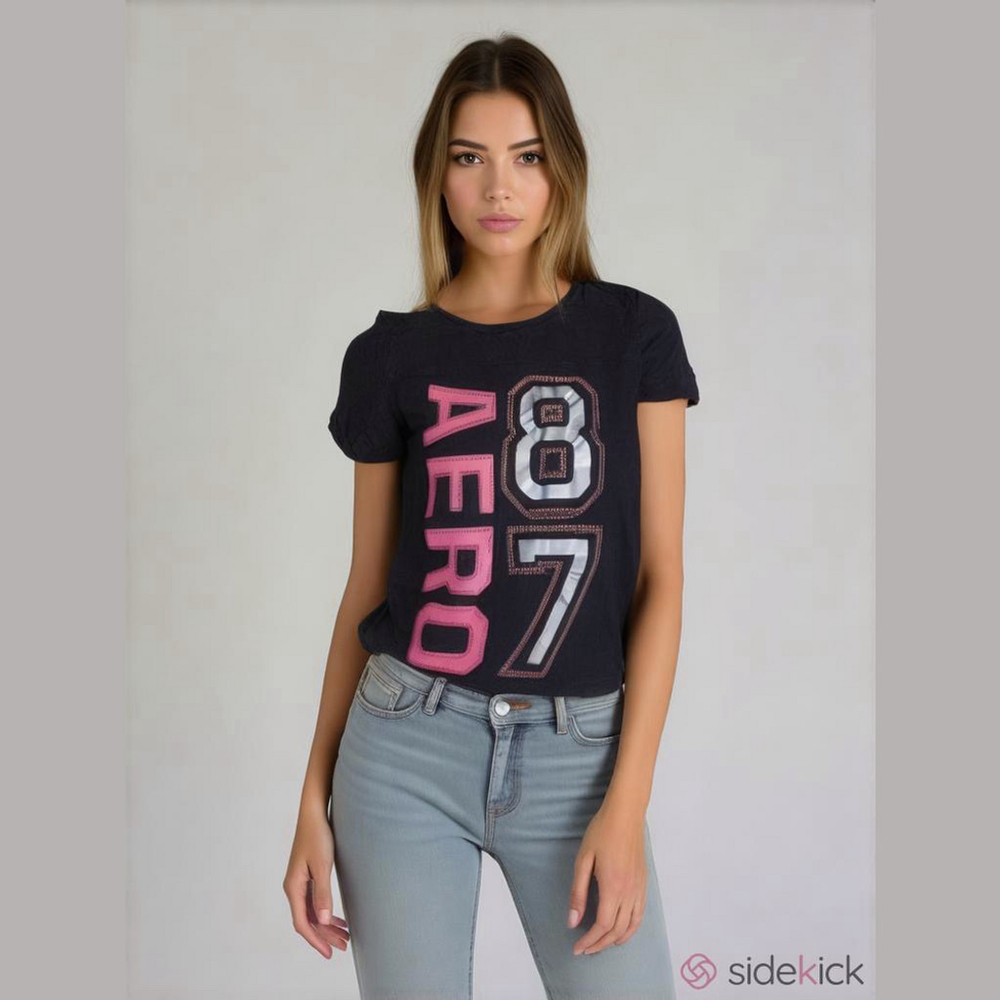 Aeropostale ladies black cotton t-shirt with aero 87 on the front size XL